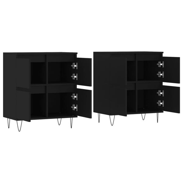 vidaXL Sideboards 2 Stk. Schwarz Holzwerkstoff