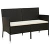 vidaXL Gartensofa 3-Sitzer mit Kissen Schwarz Poly Rattan