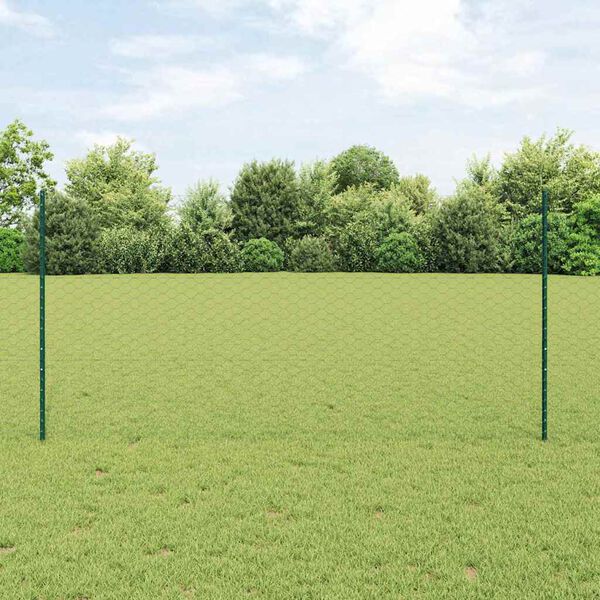 vidaXL Zaun mit Pfosten Gr&uuml;n 1,2 x 25 m Stahl