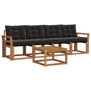 vidaXL Outdoor-Sofagarnitur mit Kissen 5 pcs Nat&uuml;rlich und Schwarz