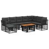 vidaXL Gartensofa-set 9 stk. Schwarz und Dunkelgrau Poly-Rattan