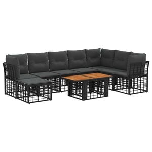 vidaXL Gartensofa-set 9 stk. Schwarz und Dunkelgrau Poly-Rattan
