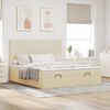 vidaXL Ottoman-Bett mit Matratzen & LEDs Creme 200x200 cm Stoff
