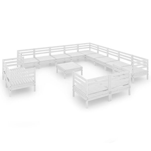 vidaXL 14-tlg. Garten-Lounge-Set Massivholz Kiefer Wei&szlig;