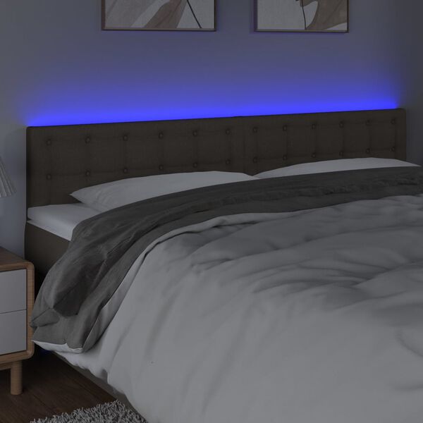 vidaXL LED Kopfteil Taupe 180x5x78/88 cm Stoff