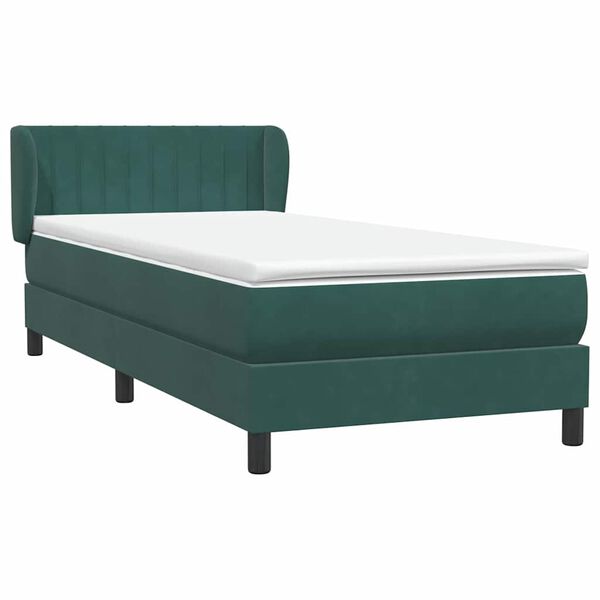 vidaXL Boxspringbett mit Matratze Dunkelgr&uuml;n 100x210 cm Samt