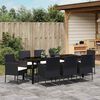 vidaXL Garten Essgruppe mit Kissen 9 pcs Schwarz Poly-Rattan