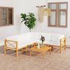 vidaXL 6-tlg. Garten-Lounge-Set mit Creme Kissen Massivholz Teak