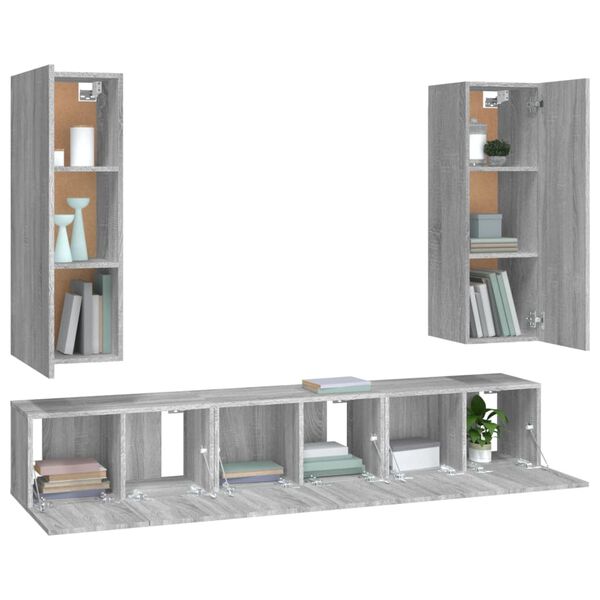 vidaXL 5-tlg. TV-Schrank-Set Grau Sonoma Holzwerkstoff
