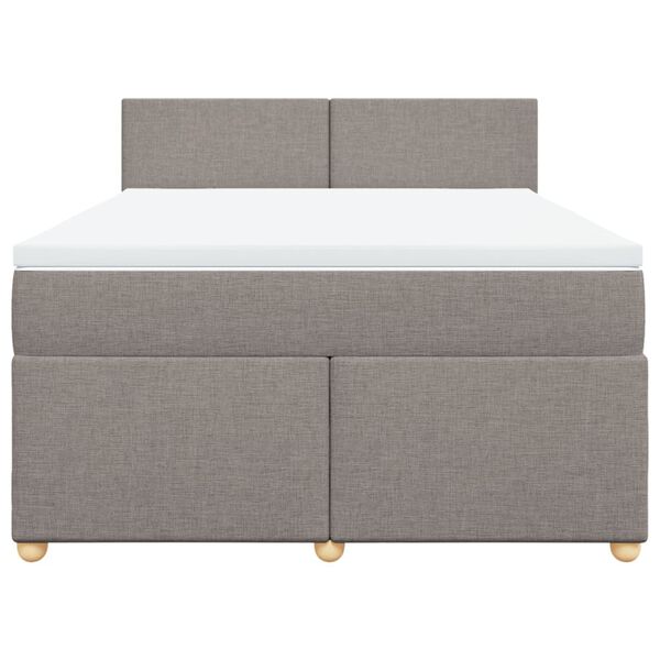 vidaXL Boxspringbett mit Matratze Taupe 160x200 cm Stoff