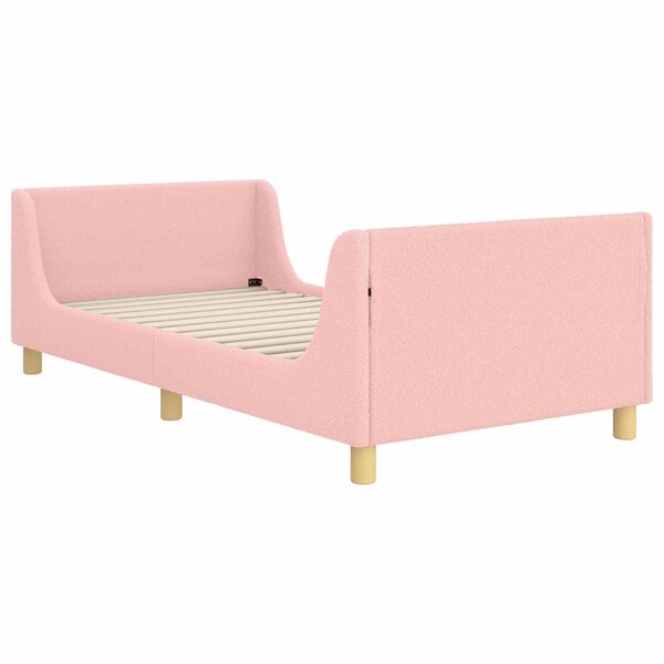 vidaXL Kinderbettgestell mit Kopfteil Rosa 90 x 190 cm Schafstoff