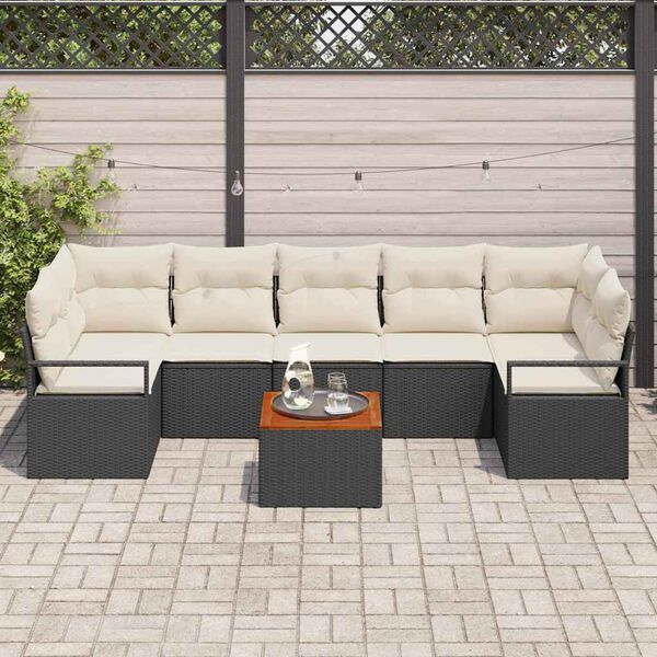 vidaXL Garten-Sofa-Set 8 pcs Schwarz und Wei&szlig;