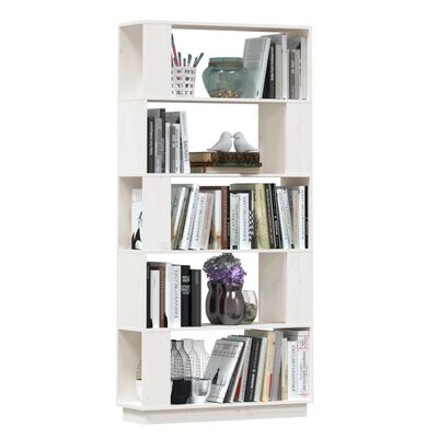 vidaXL Bücherregal/Raumteiler Weiß 80x25x163,5 cm Massivholz Kiefer