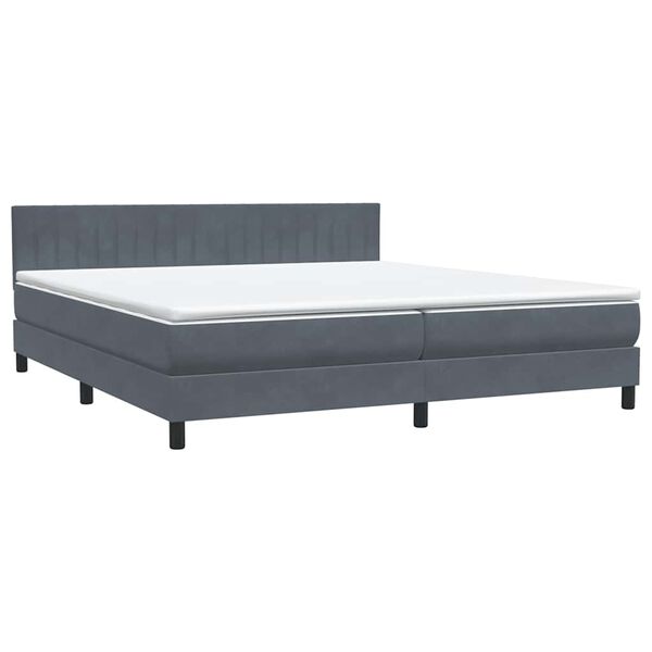 vidaXL Boxspringbett mit Matratze Dunkelgrau 180x210 cm Samt