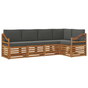 vidaXL Outdoor-Sofagarnitur 5 Stk. Natur und Anthrazit Polyester