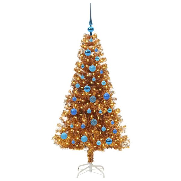 vidaXL Weihnachtsbaum mit 150 LEDs mit St&auml;nder Gold 150 cm PET