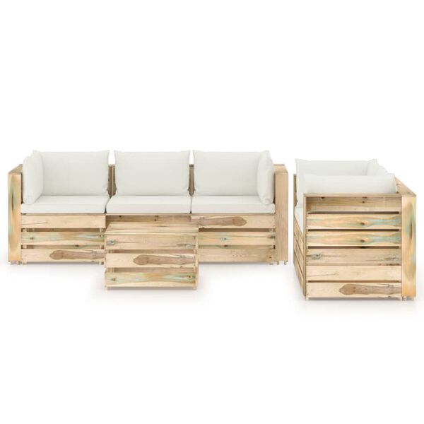 vidaXL 6-tlg. Garten-Lounge-Set mit Kissen Gr&uuml;n Impr&auml;gniertes Holz