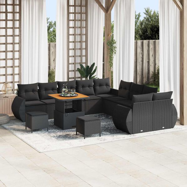 vidaXL Gartensofa-set 13 pcs Schwarz Poly-Rattan