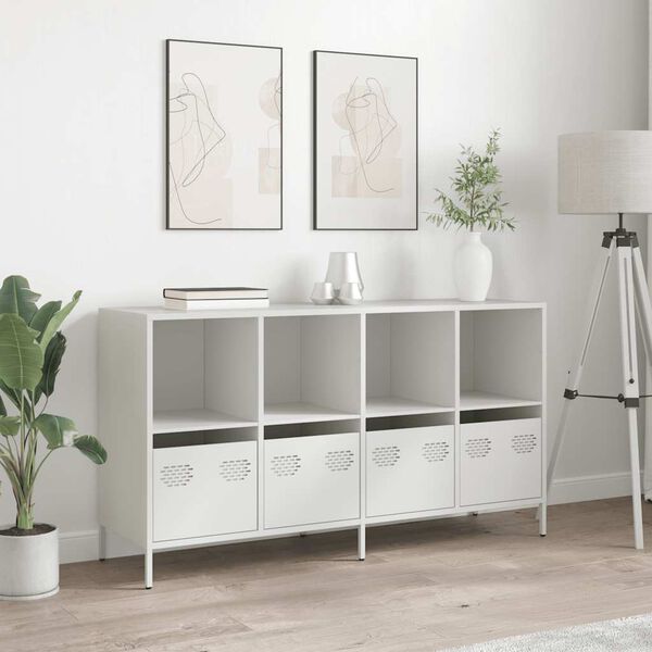 vidaXL Sideboard Weiß 135x39x73,5 cm Kaltgewalzter Stahl