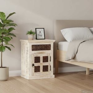 vidaXL Nachttisch Wei&szlig; 40&times;30&times;50 cm Mango Massivholz