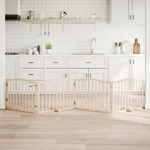 vidaXL 4-tlg. Hundetor mit T&uuml;r Faltbar 320 cm Pappelholz