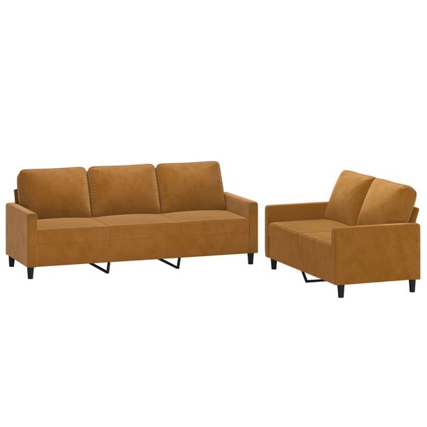 vidaXL 2-tlg. Sofagarnitur mit Kissen Braun Samt