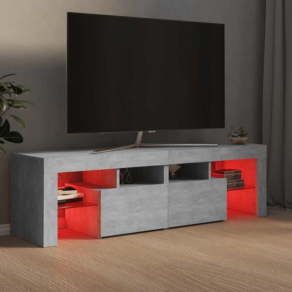 vidaXL TV-Schrank mit LED-Beleuchtung Betongrau 140x36,5x40 cm