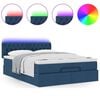 vidaXL Ottomane Bett mit Matratze & LEDs Blau 140x190 cm Stoff