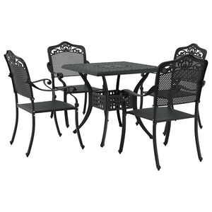 vidaXL Gartentisch Set 5 pcs Schwarz Gussaluminium