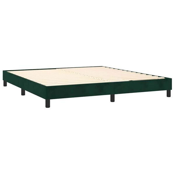 vidaXL Boxspringbett mit Matratze Dunkelgr&uuml;n 180x200 cm Samt