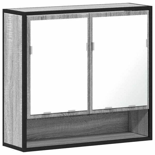 vidaXL Bad-Spiegelschrank Grau Sonoma 65x20x60 cm Holzwerkstoff