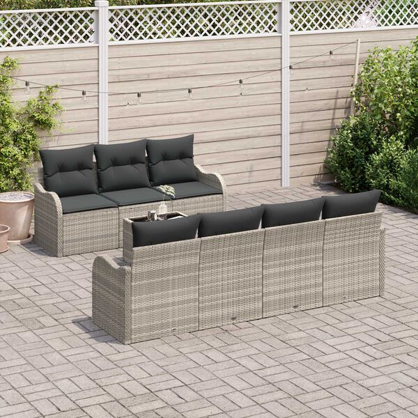vidaXL Gartensofa-set mit Kissen 8 pcs Hellgrau und Dunkelgrau