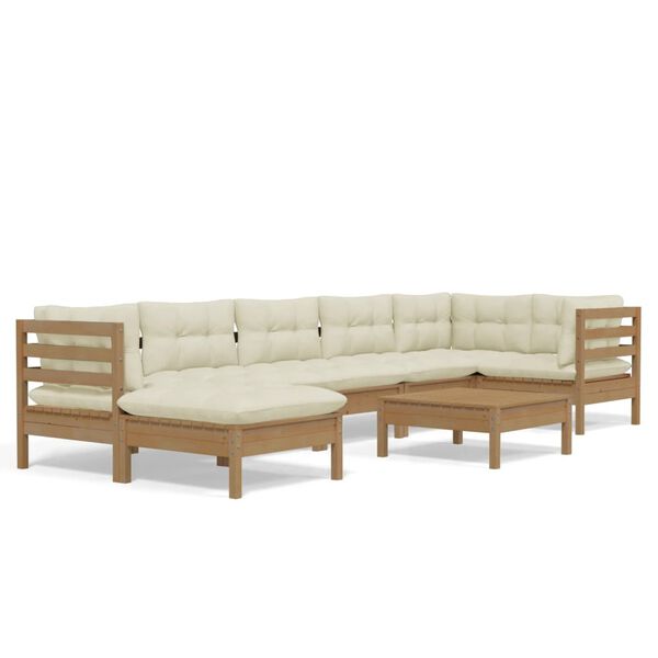 vidaXL 8-tlg. Garten-Lounge-Set mit Kissen Honigbraun Kiefernholz