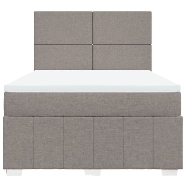 vidaXL Boxspringbett mit Matratze Taupe 140x190 cm Stoff