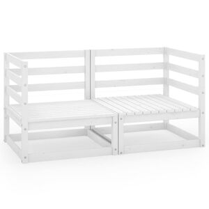 vidaXL Gartensofa 2-Sitzer Wei&szlig; Massivholz Kiefer
