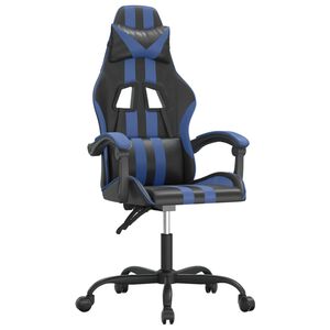 vidaXL Gaming-Stuhl Drehbar Schwarz und Blau Kunstleder