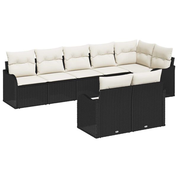 vidaXL Gartensofa-set 8 pcs Schwarz Poly-Rattan