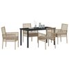 vidaXL Garten Essgruppe mit Kissen 5 pcs Beige Poly-Rattan