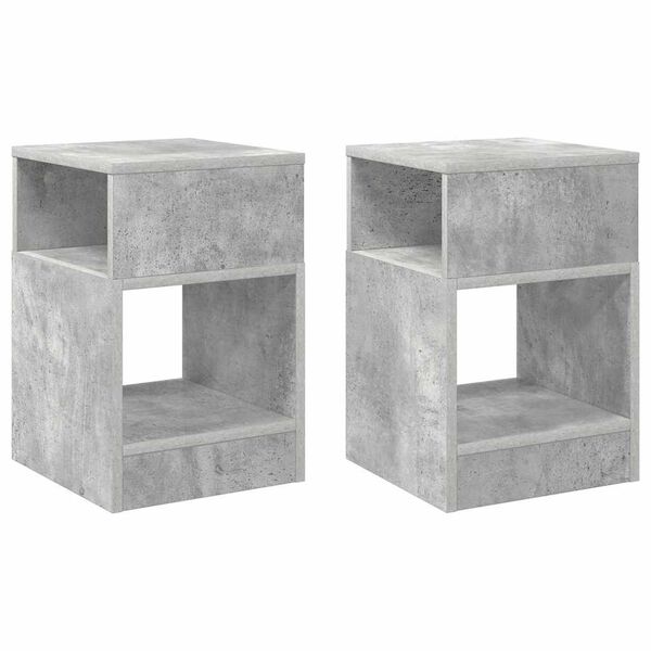 vidaXL Beistelltisch 2 pcs Beton Grau 30,5 x 30 x 45 cm Holzwerkstoff