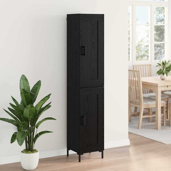 vidaXL Highboard Schwarz Eichen-Optik 34,5 x 34 x 180 cm Holzwerkstoff
