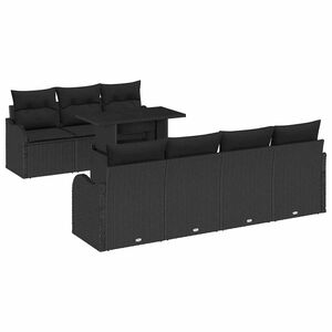 vidaXL Gartensofa-set mit Kissen 8 pcs Schwarz Poly-Rattan