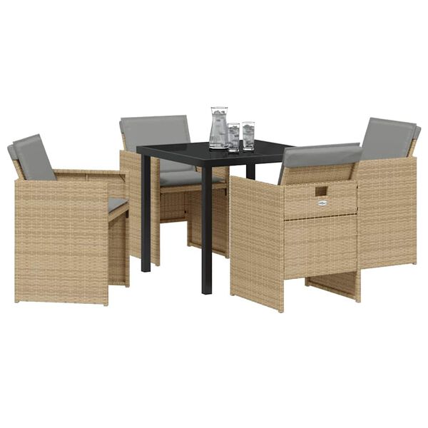 vidaXL Garten Essgruppe 5 pcs Beige Poly-Rattan