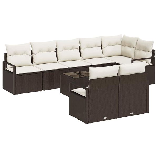 vidaXL Sofa Set 9 pcs Braun Poly-Rattan