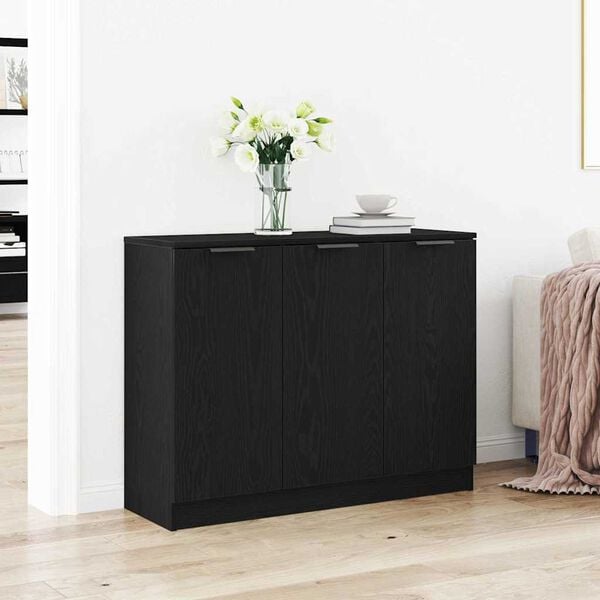 vidaXL Sideboard Schwarz Eichen-Optik 90,5 x 30 x 70 cm Holzwerkstoff