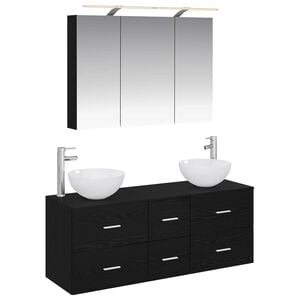 vidaXL Badezimmerm&ouml;bel-Set 4 stk. Schwarze Eiche