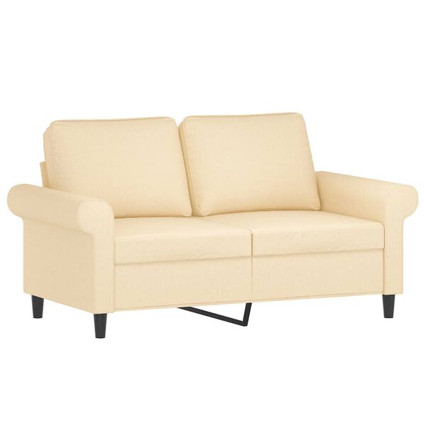 vidaXL 2-Sitzer-Sofa mit Kissen Creme 120 cm Stoff