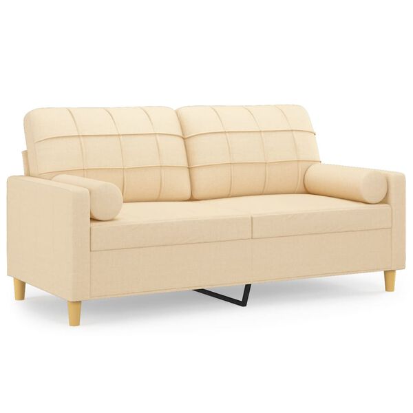 vidaXL 2-Sitzer-Sofa mit Kissen Creme 140 cm Stoff