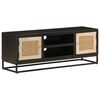 vidaXL TV-Schrank Schwarz 110x30x40 cm Massivholz Mango und Eisen