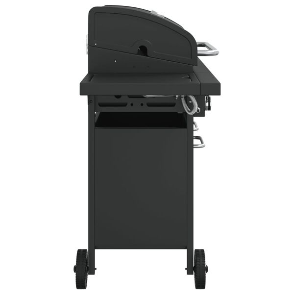 vidaXL Gasgrill mit 7 Flammen Schwarz Pulverbeschichteter Stahl