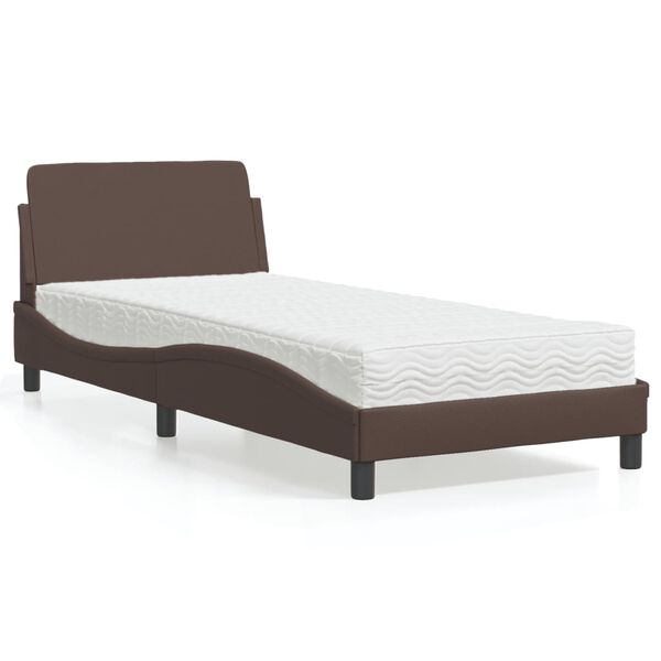 vidaXL Bett mit Matratze "Dover" Braun 90x200 cm Kunstleder